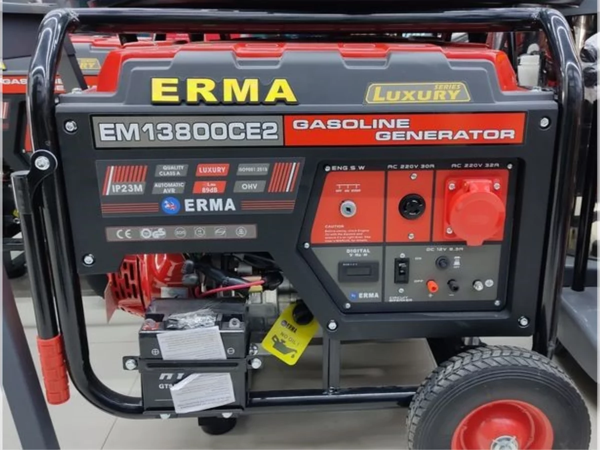 موتور برق بنزینی ارما مدل 13800 چرخ و دسته دار استارتی